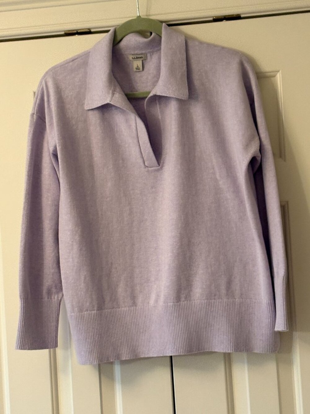 NWOT L.L. Bean Women's Cotton & Cashmere Polo Sweater Sz L